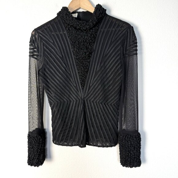 Ness Sheer Black Blouse Womens Size Small Whimsigoth Vampire Cosplay Gothic‎ - Picture 1 of 6